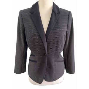 The Limited POLKA DOT‎ Navy Blue/white Cropped Stretch knit Blazer Sz Med EUC